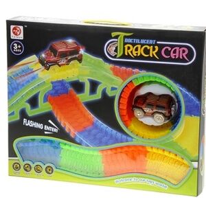 Glow in the dark race car set
